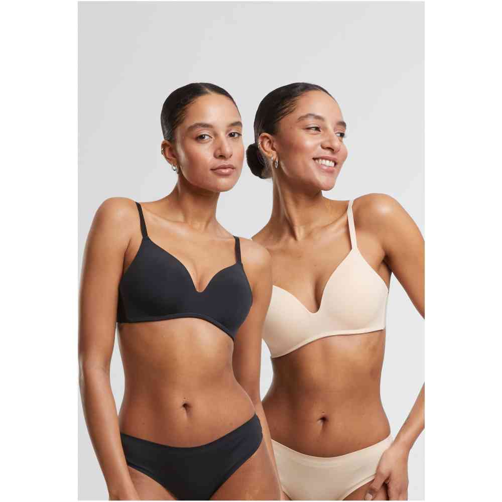 Urban Classics - Basic padded 2Pack BH - Zwart/Huidskleur
